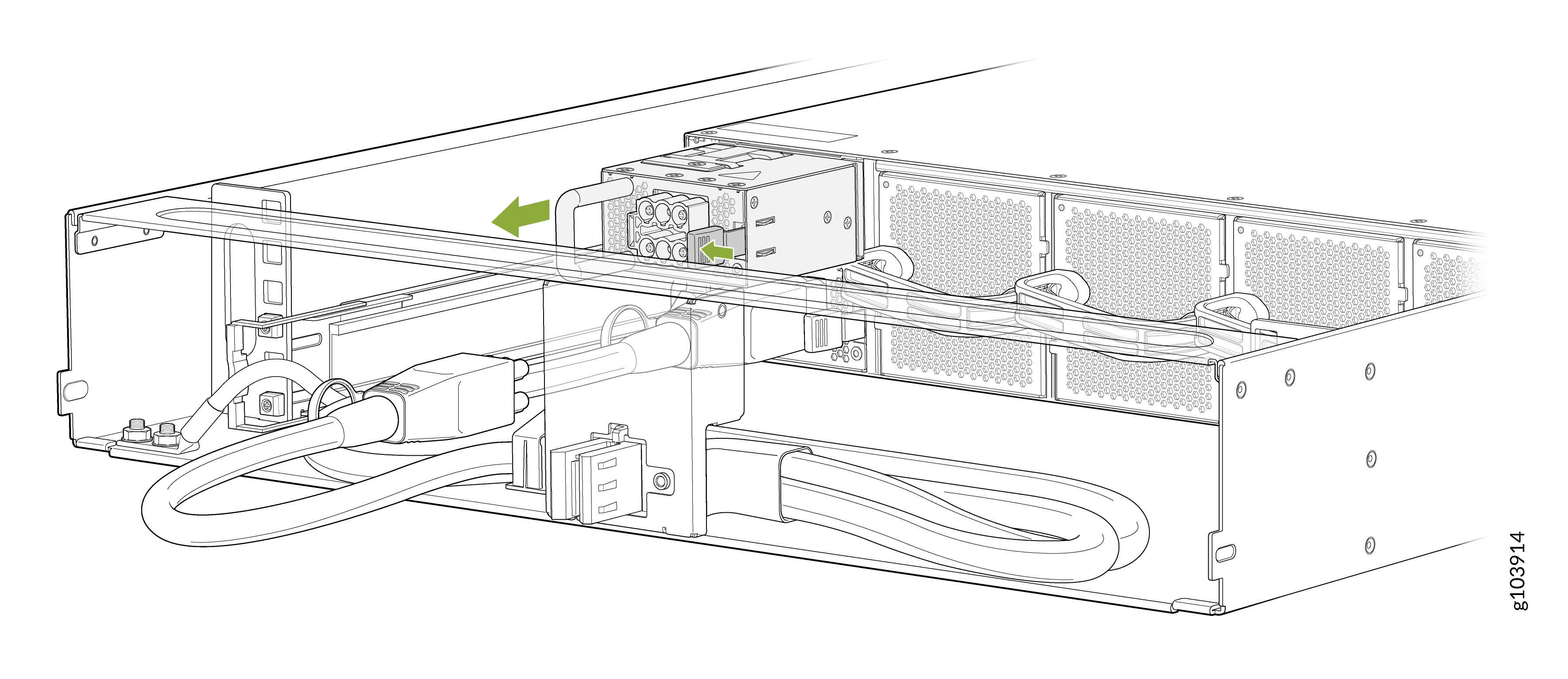 Remove the DC PSU from QFX5241-64OD-DO-T2 and QFX5241-64QD-DO-T2 Switches