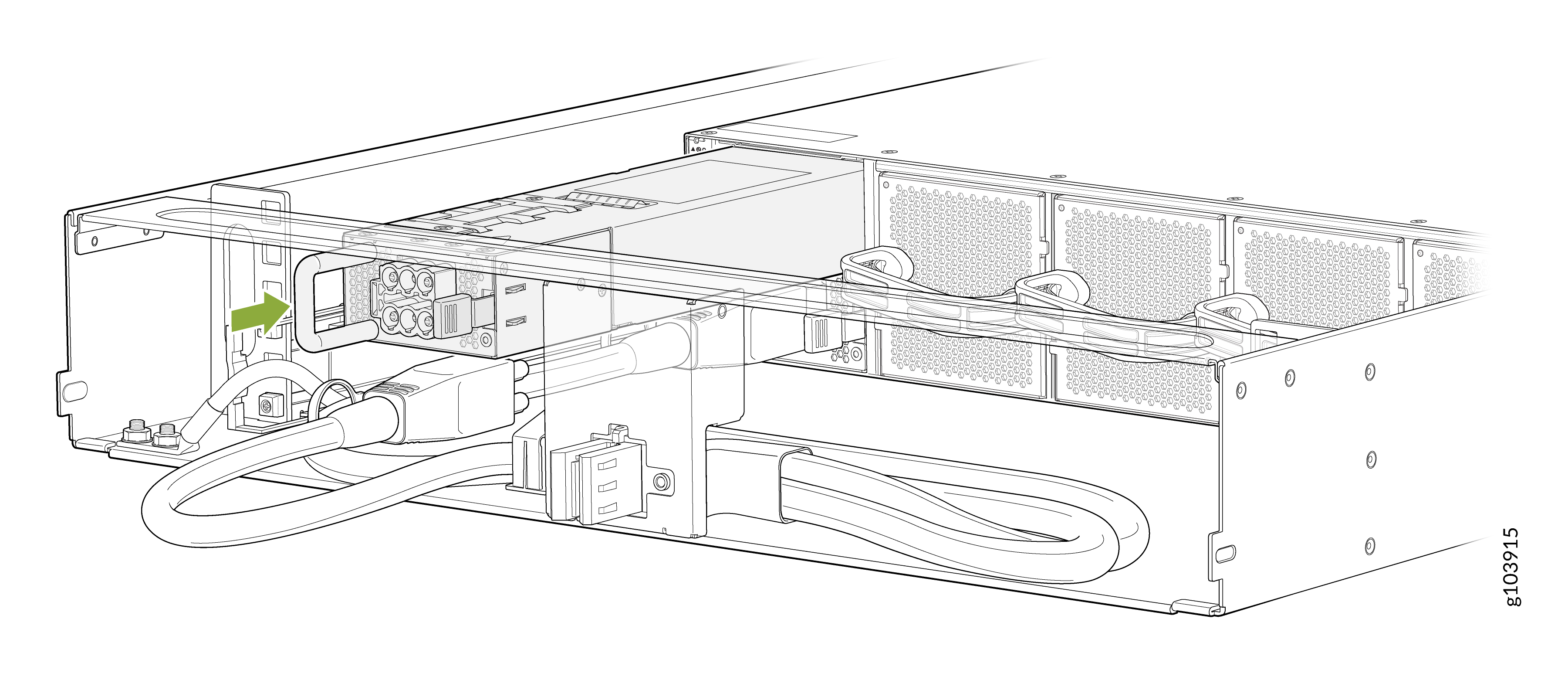 Install the DC PSU in Off-Rack Switch