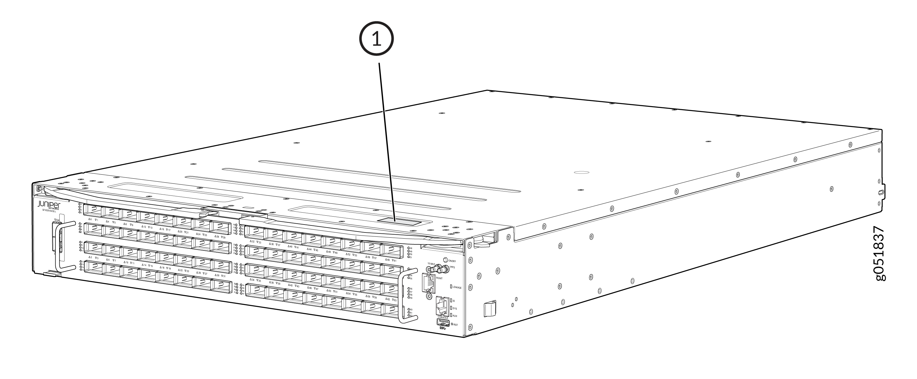 Location of the Serial Number ID Label on QFX5250 Liquid-Cooled Switch