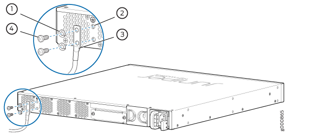 Connecting the Grounding Cable to the SRX1500 Services Gateway