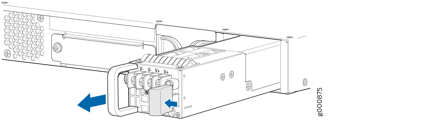 Removing a DC Power Supply from the SRX1500 Firewall