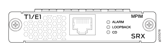 1-Port T1/E1 Mini-Physical Interface Module (SRX-MP-1T1E1-R) Front Panel