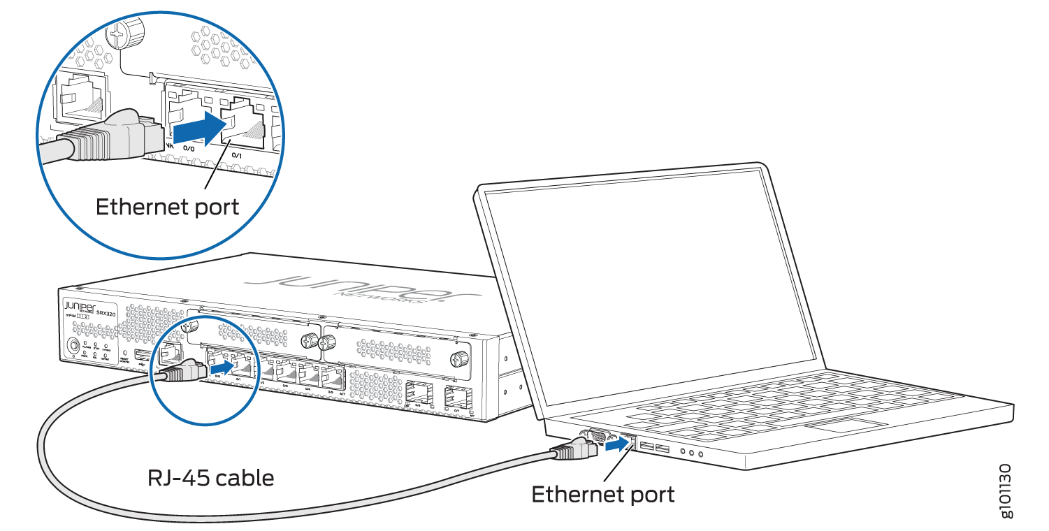 Connect the SRX320 to a Management Device