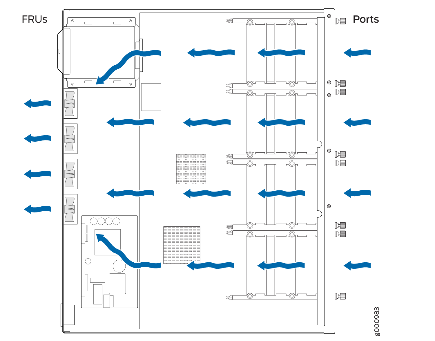 Airflow Through the SRX340 Firewall Chassis