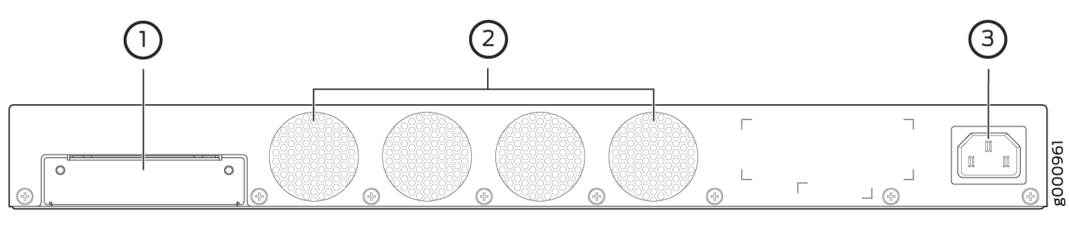 SRX345 Firewall Back Panel (Single AC Power Supply)