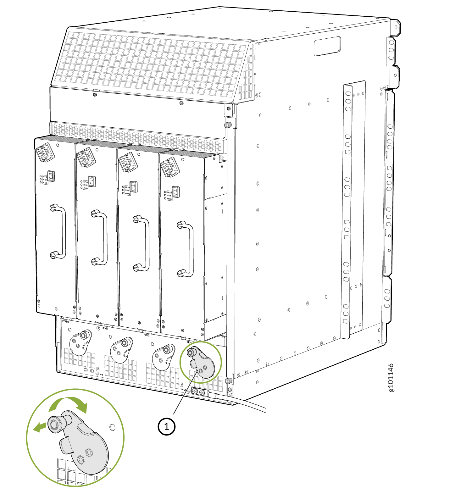 SRX5800 Firewall with High-Voltage Second-Generation Universal (HVAC or HVDC) Installed