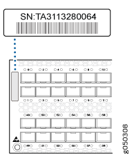 Location of the Serial Number ID Label on a QFX5100-96S Switch