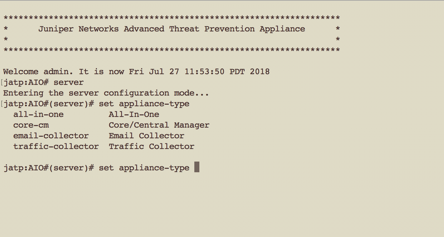 Available Appliance Types, CLI appliance-type Command