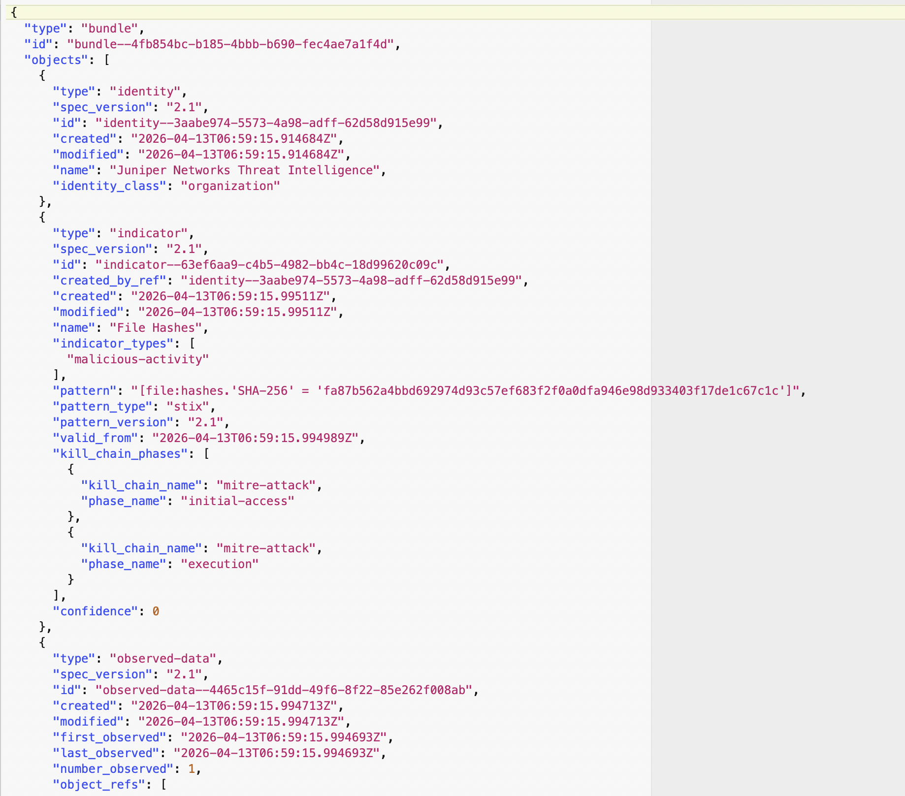 Sample STIX 2.1 JSON Report