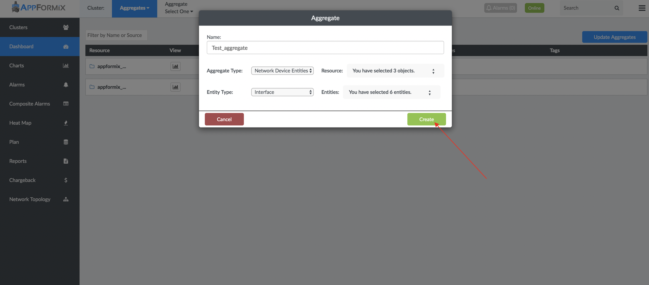 Create Aggregate - Dashboard View