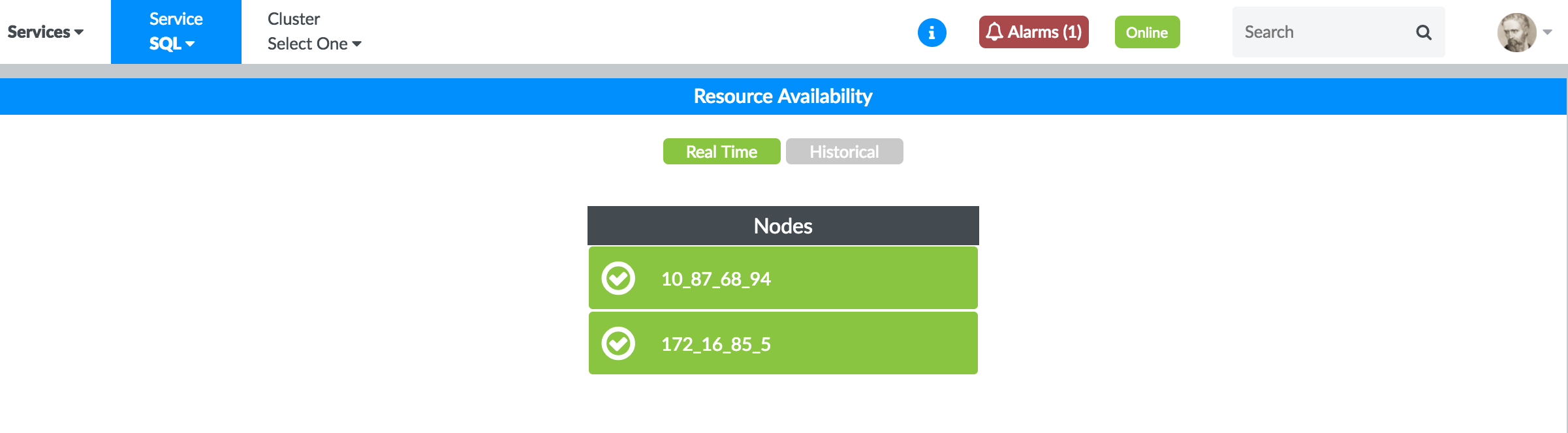 MySQL Nodes Real-Time Availability