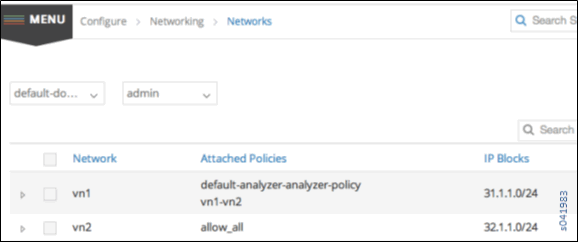 Virtual Network Policy Configuration Window