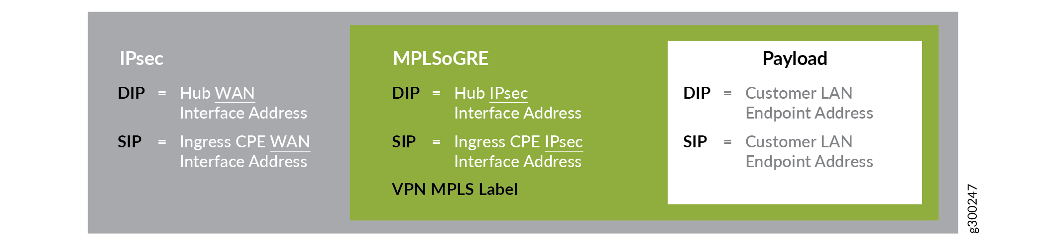 Packet Header - MPLSoGREoIPsec