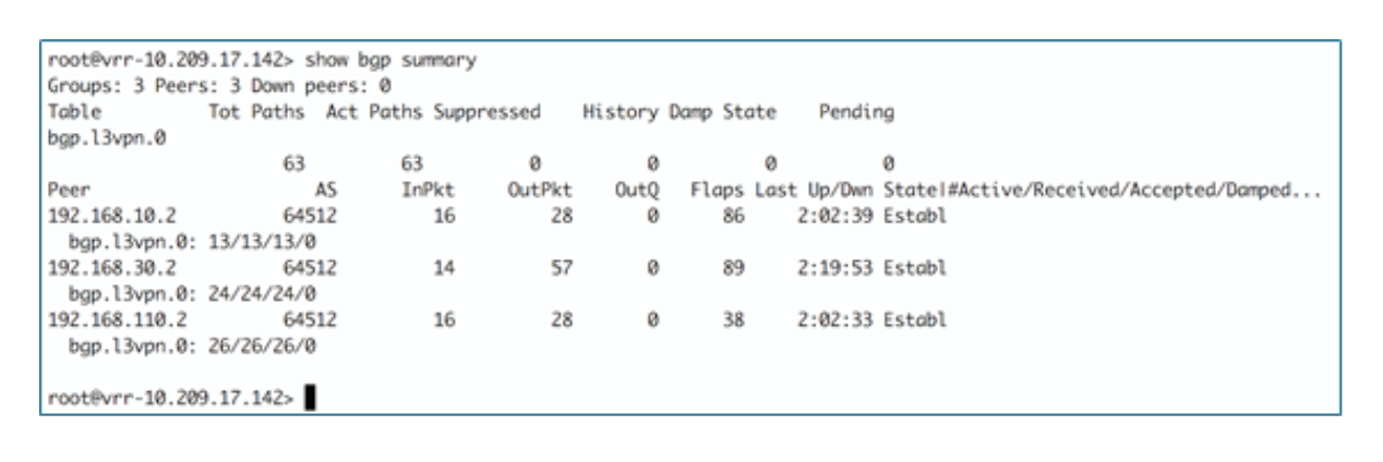 Sample CLI Output from vRR