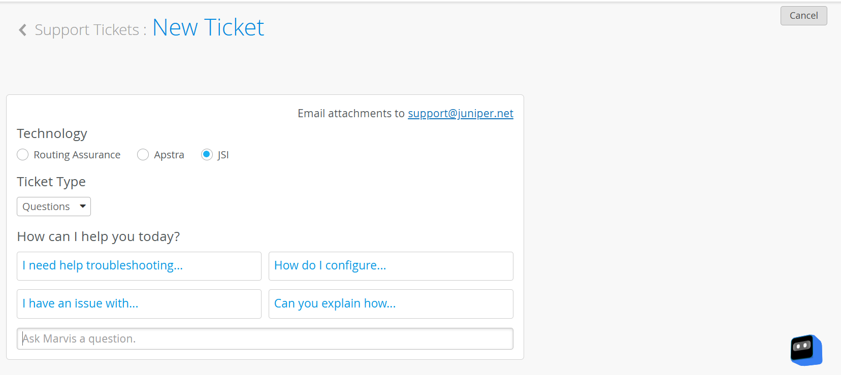 The Create a Ticket page.