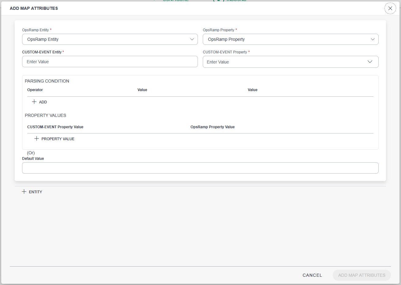 Map Data Center Assurance attributes to corresponding OpsRamp attributes.