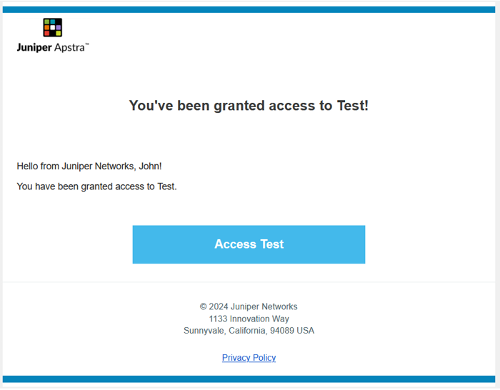 Invitation e-mail granting access to an organization in DC Assurance.