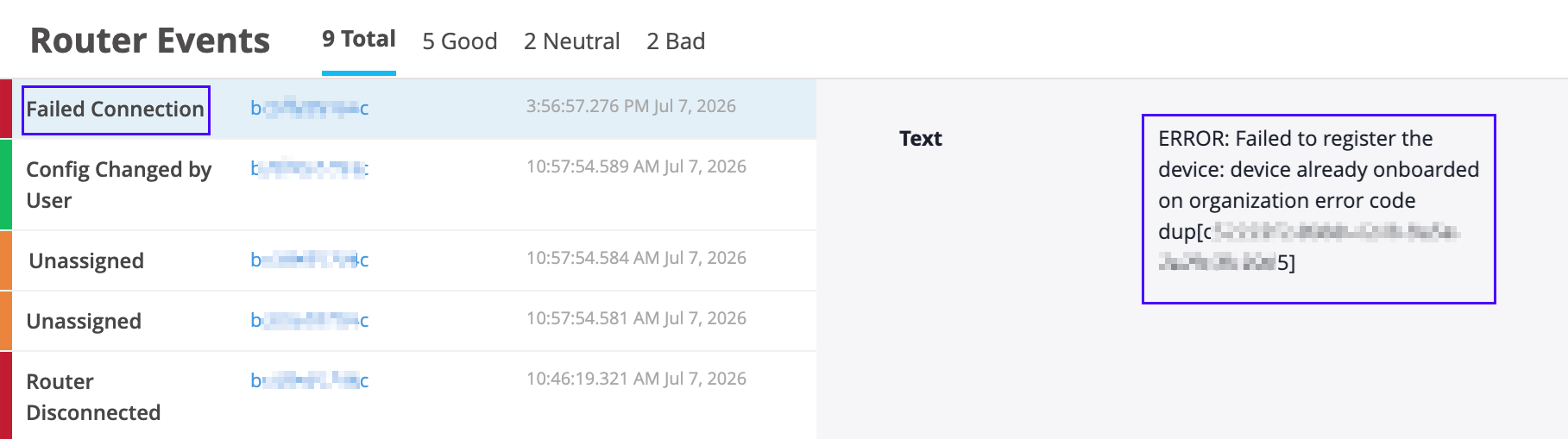 Onboarding Failure Notifications: Failed Connection