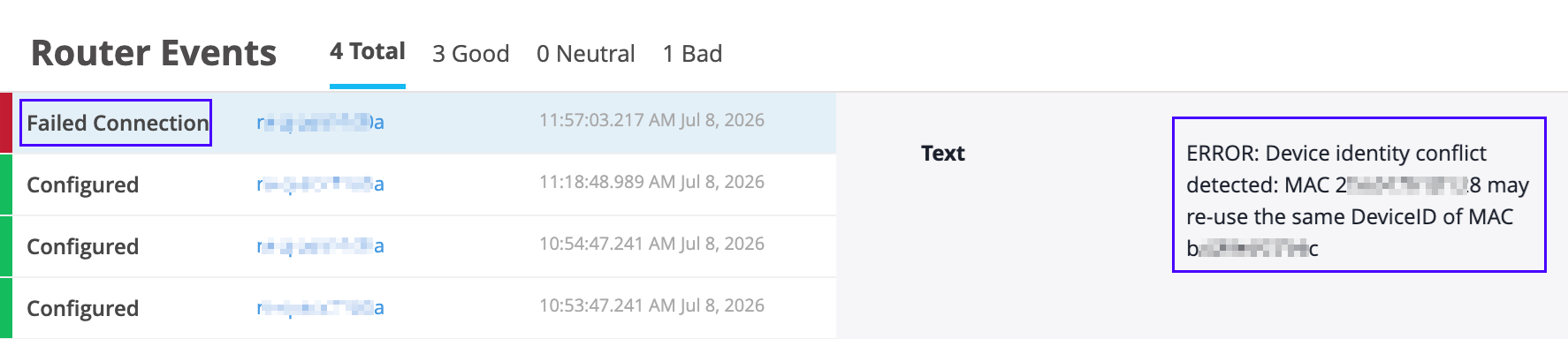 Onboarding Failure Notifications: Device Identity Conflict