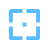Blue square icon with corner brackets and cross in center, symbolizing focus or alignment.