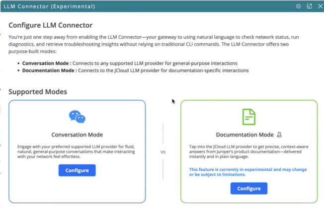 LLM Connector Window when accessing for the first time