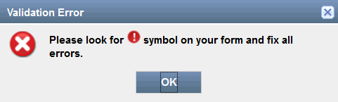 Message with the Error Icon