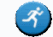 Blue icon with white silhouette of a person running.
