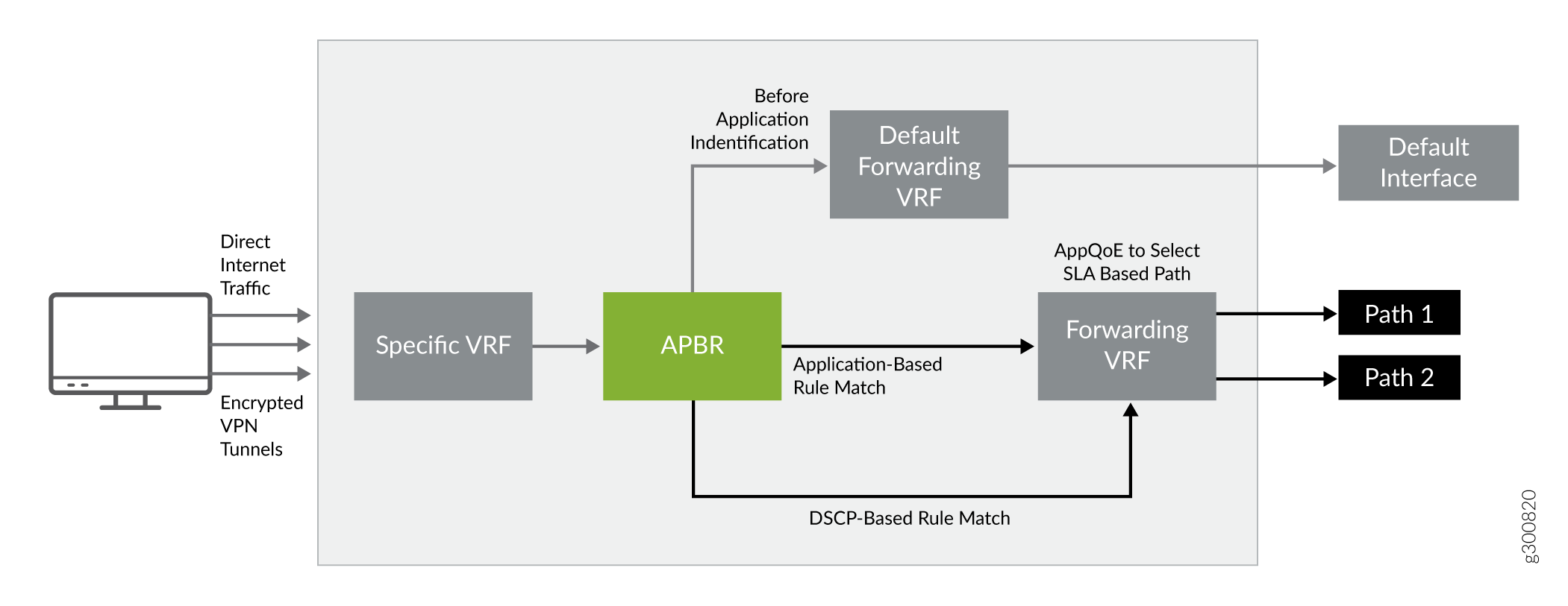 Path Selection for the Traffic Based on DSCP Value and Application