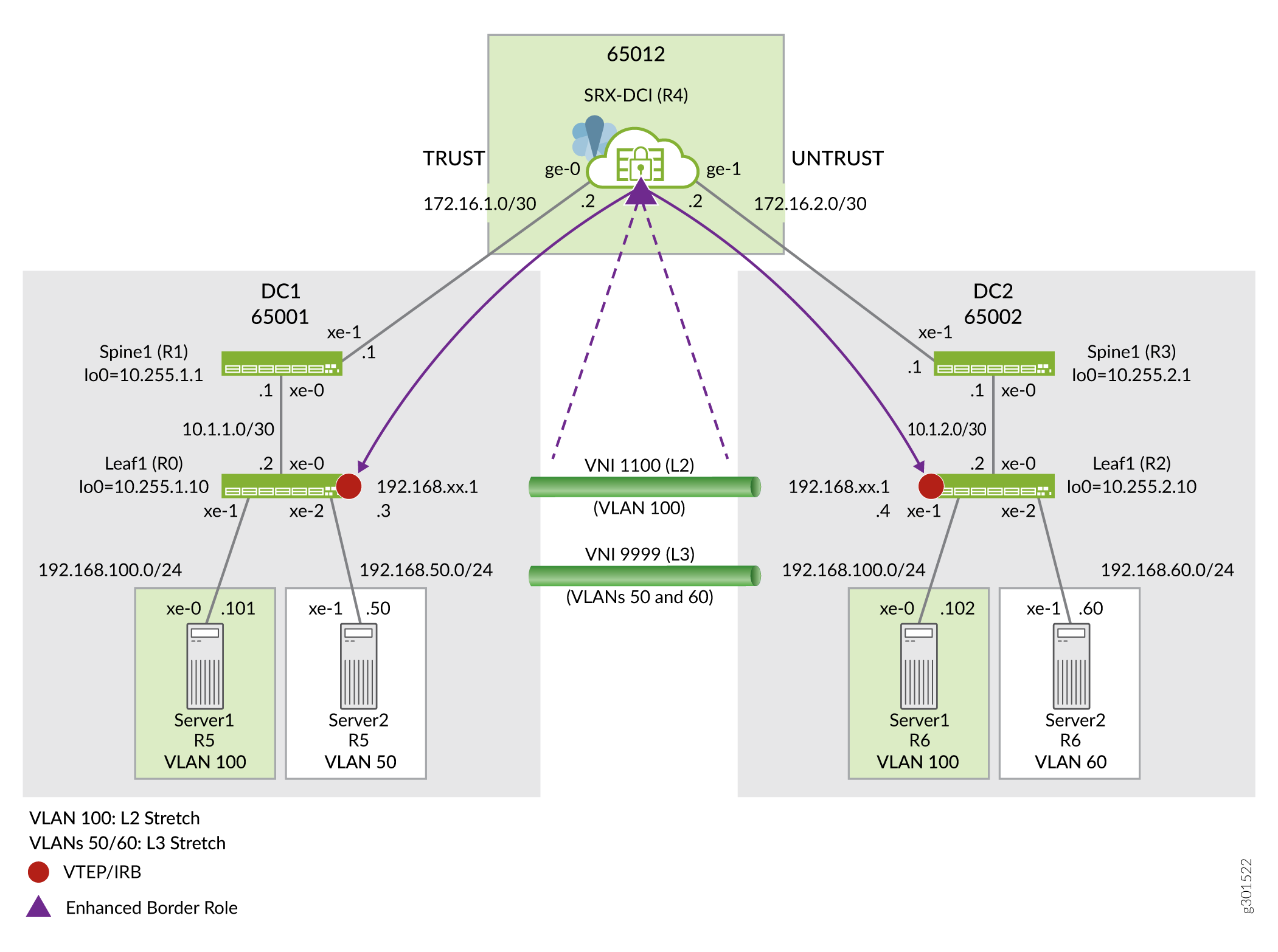 Topology for VXLAN Tunnel Inspection