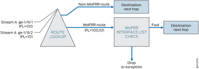 MoFRR IP Route Lookup in the Packet Forwarding Engine on Routers