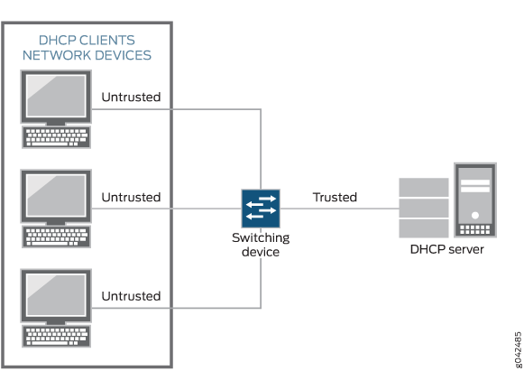 DHCP Clients, Switching Device, and the DHCP Server Are All on the Same VLAN or Bridge Domain