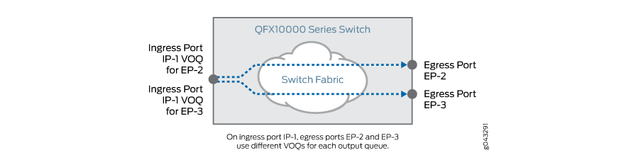 Each Egress Port Has a Separate Virtual Output Queue on IP-1