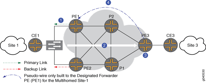 Single CE Site Multihomed with Two PE Routers