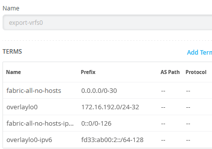 Example of added IPv6 policy statements