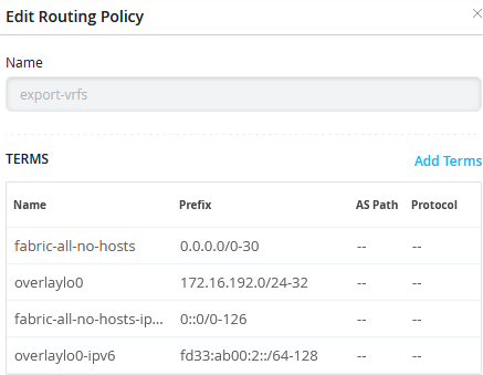 Example of added IPv6 policy statements