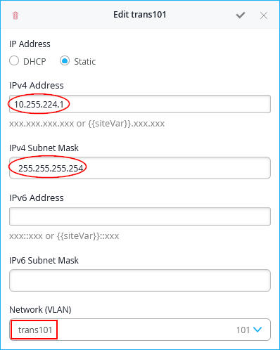 Peering IP-Address for transport VLAN