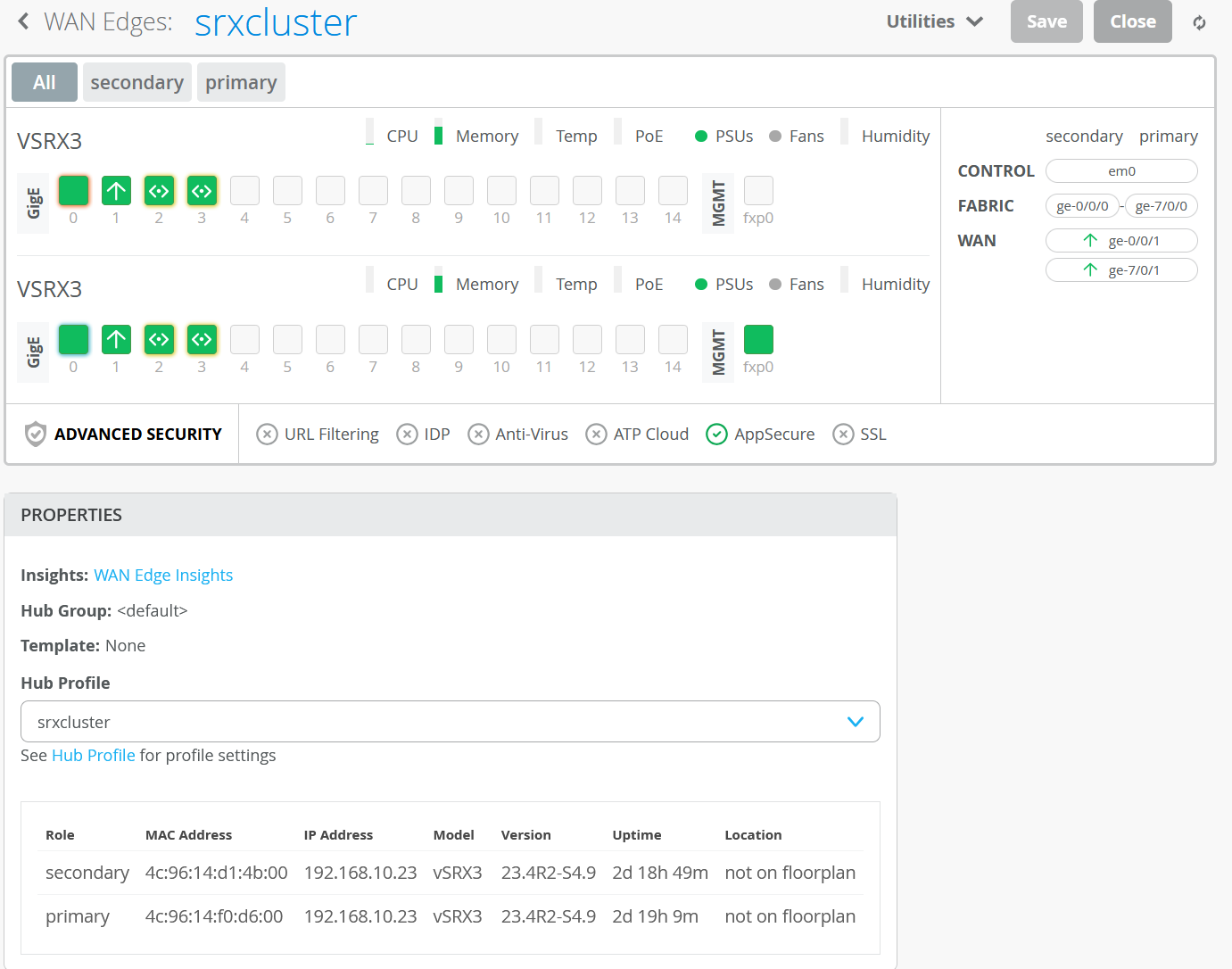 vSRX3 based virtual chassis cluster