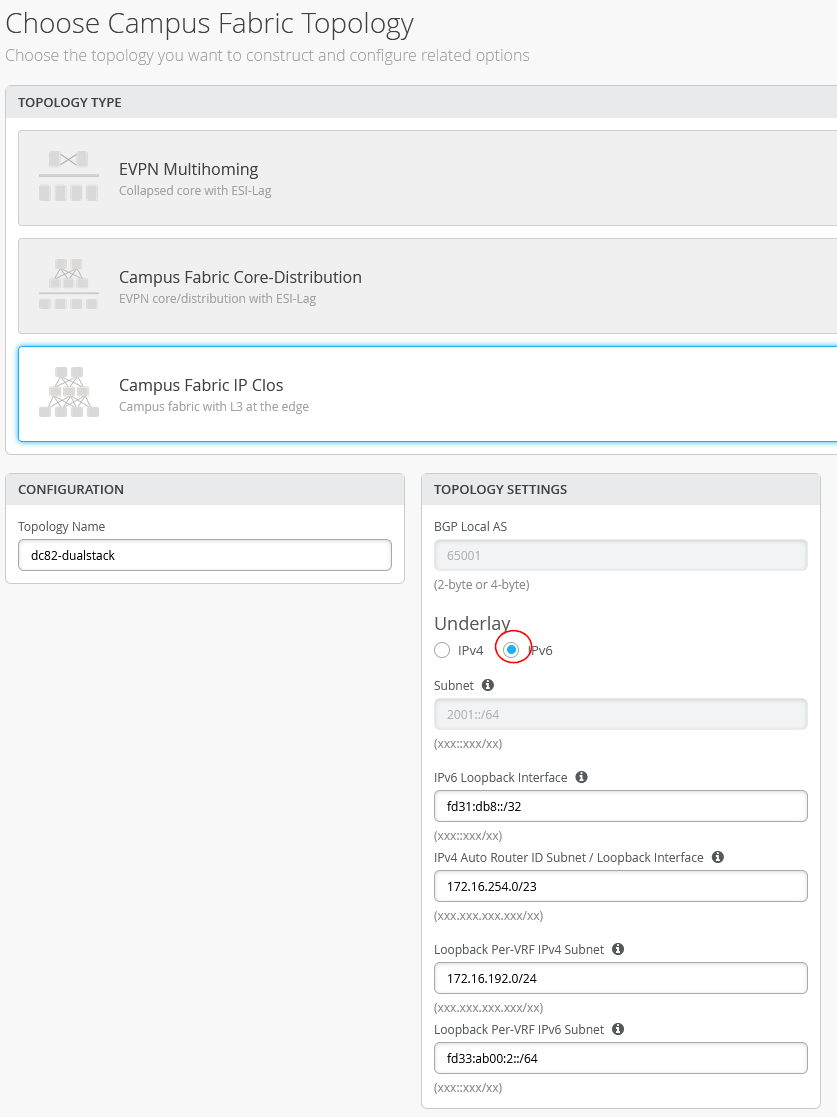 Required IPv6 underlay configuration
