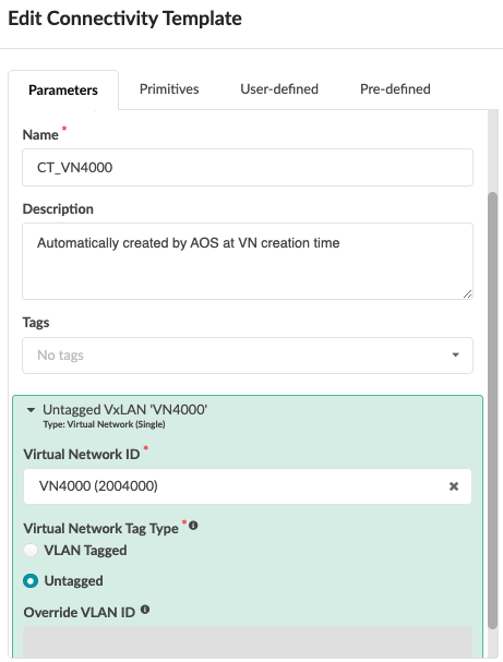 Figure 18: Connectivity Template for Assigning VNI to Leaf Switch Interface