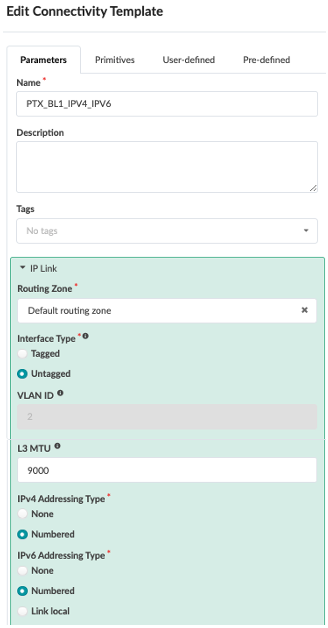 Figure 27: Connectivity Template to Form IP Link Connection