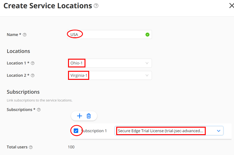 A screenshot of a service location Description automatically generated
