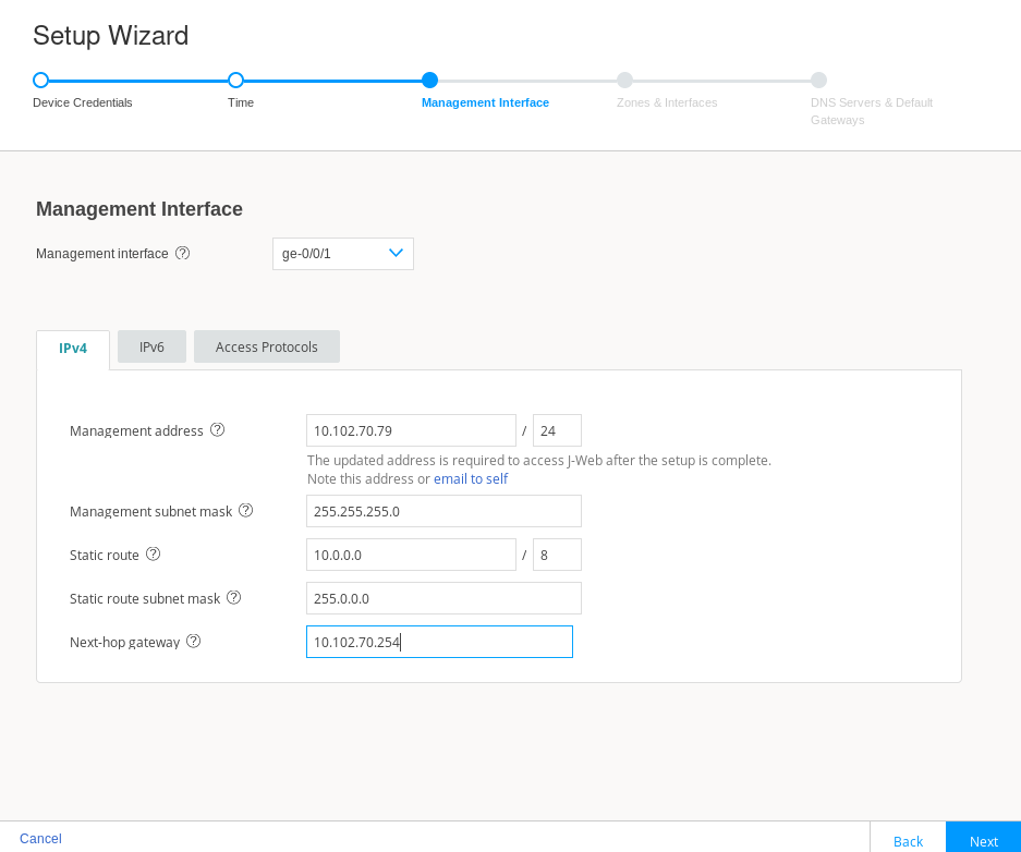 J-Web Setup Wizard Management Interface