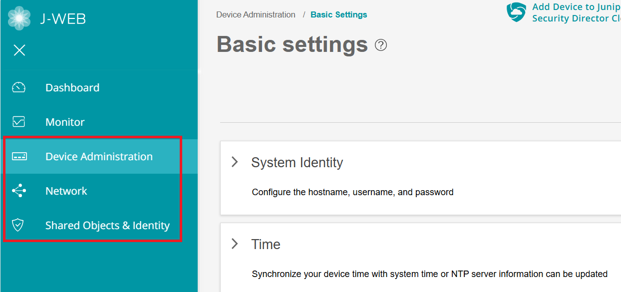 J-Web Configure Menus