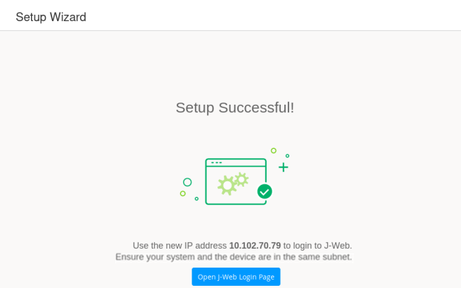 J-Web Setup Wizard Successful