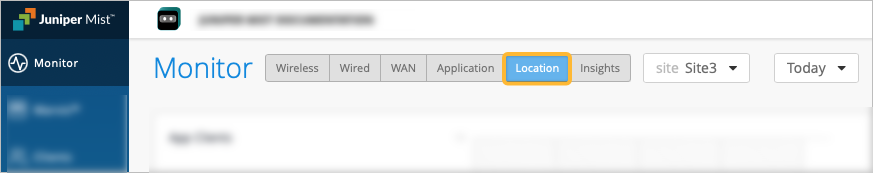 Location tab on the Monitor page