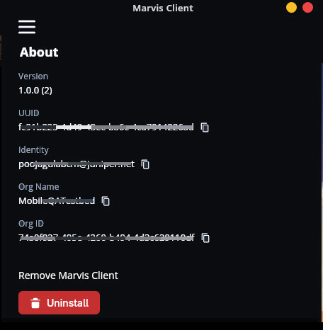 Uninstall Marvis Linux Client from the App