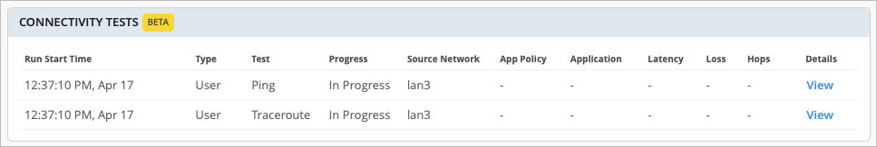 Connectivity Tests (BETA)