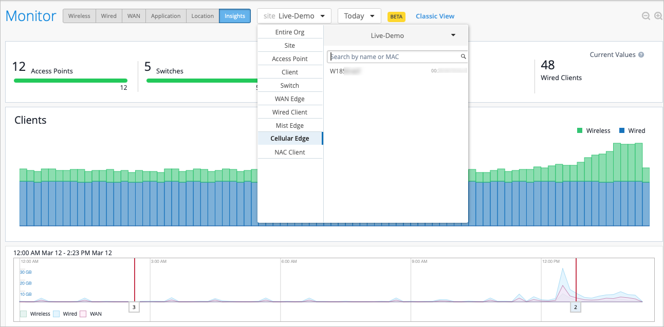 Select Cellular Edge to Display Insights