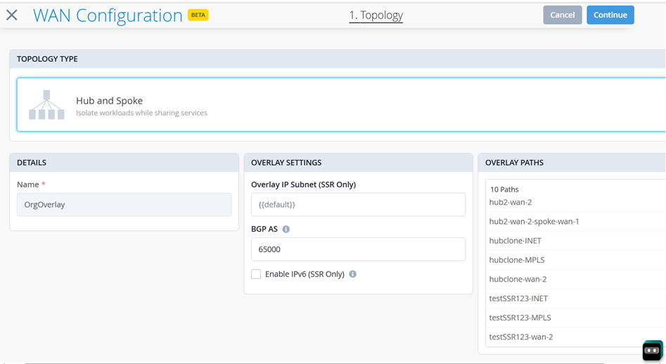 Hub and Spoke Topology