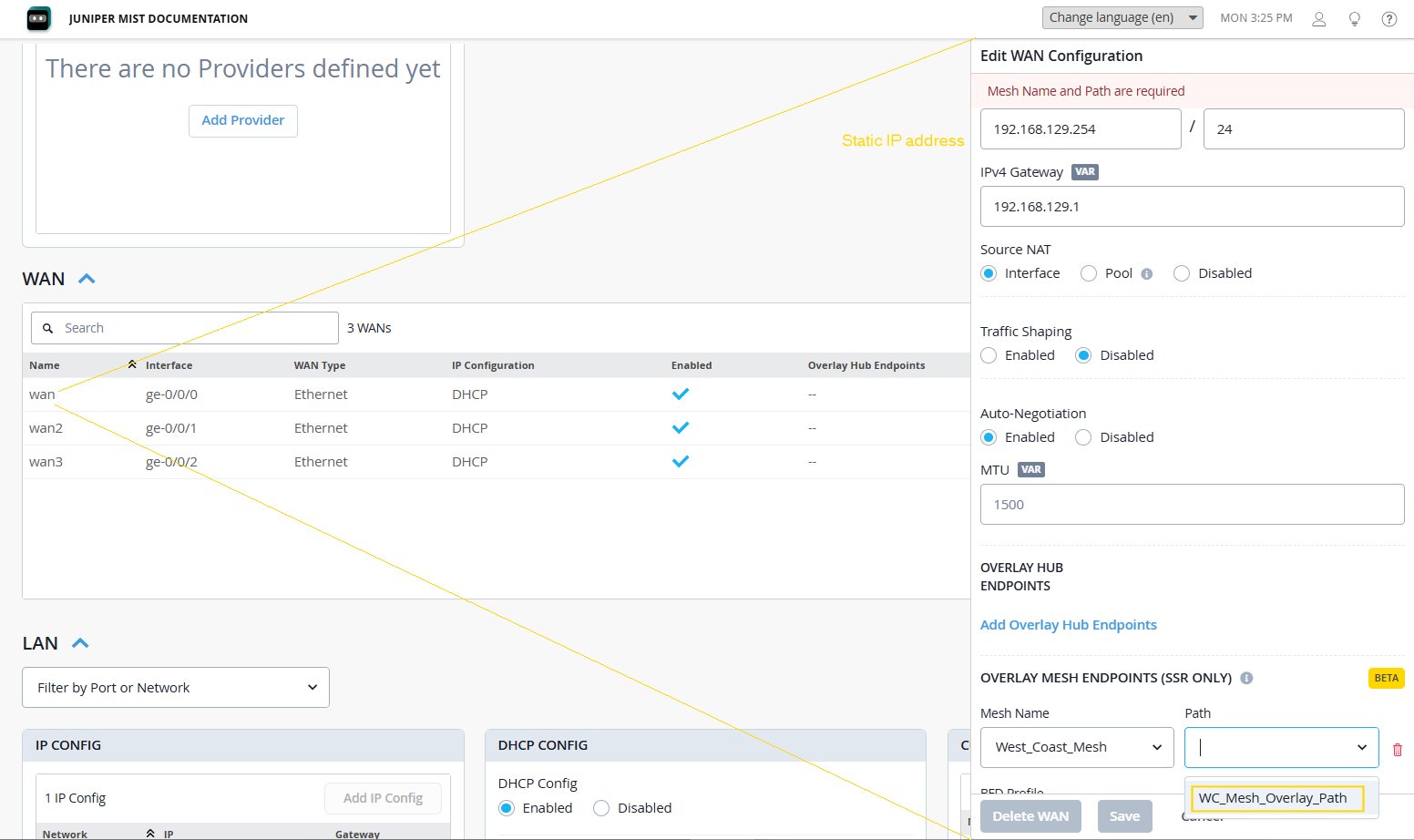 WAN Edge Template Configuration